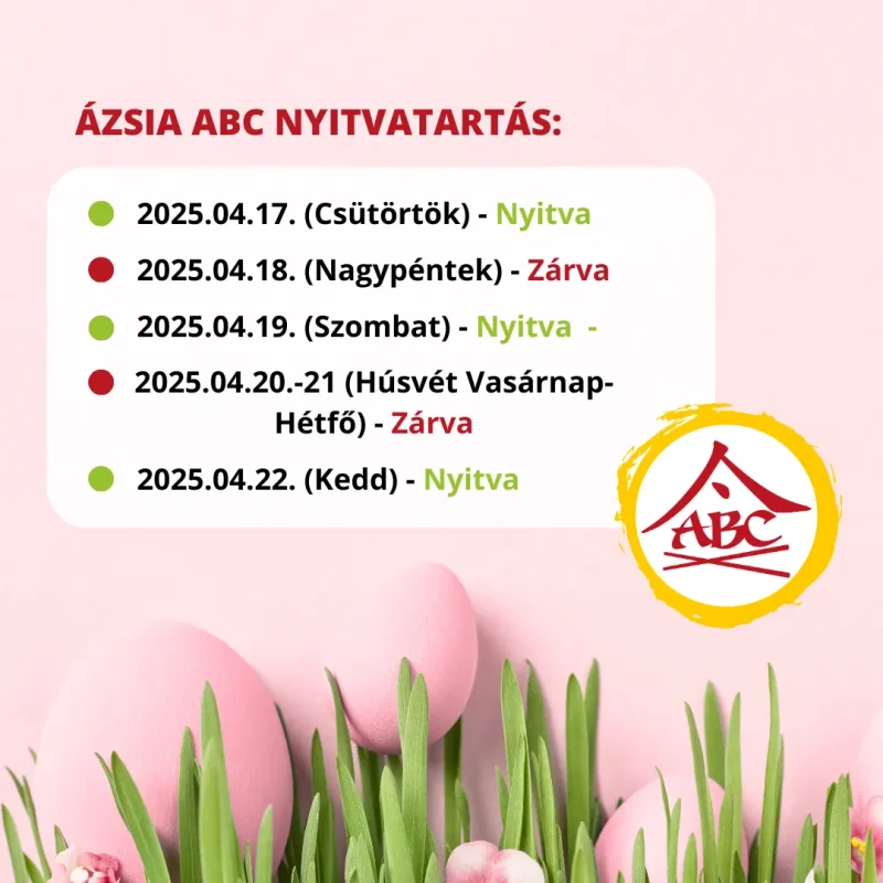 Ázsia ABC - Ünnepi nyitvatartás